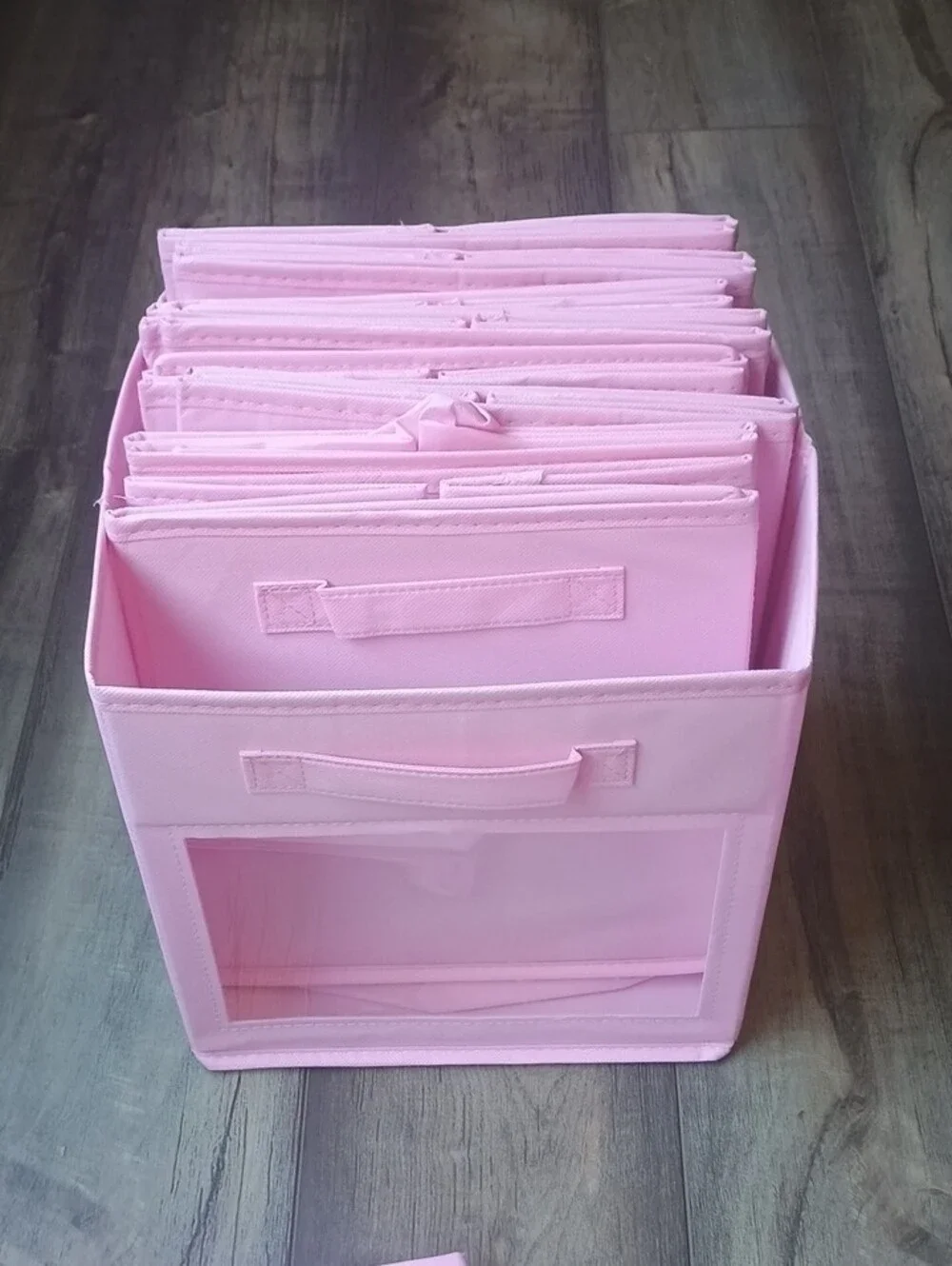 Pink Fabric Storage Bin Foldable  (Set Of 10)